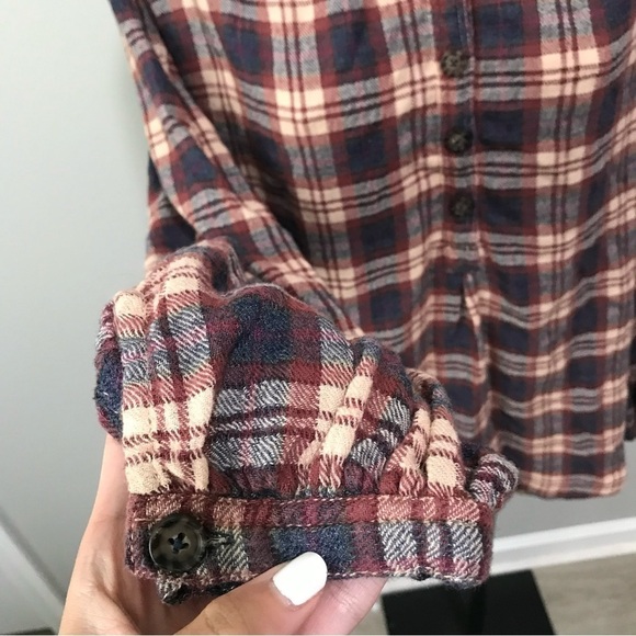 Free People Northern Bound Plaid Popover Button Up Top Small Fall - Picture 4 of 8